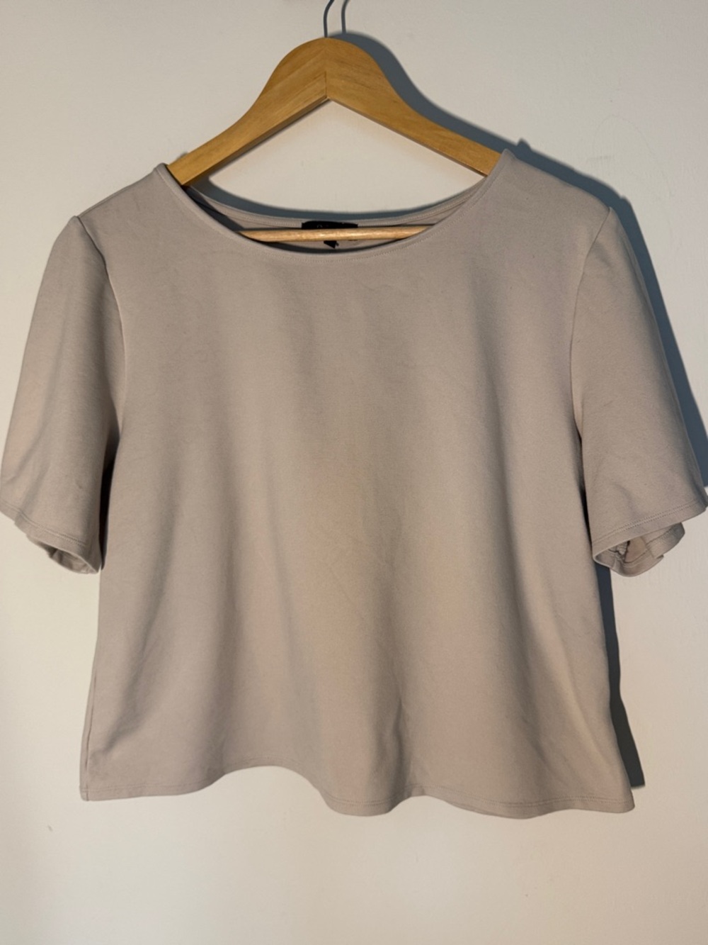 Quince Ultra-Stretch Ponte Short Sleeve Top Ecru L - Picture 10 of 11